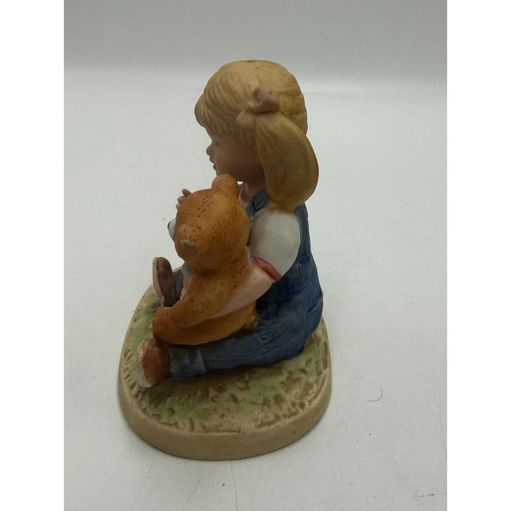 Vintage 1985 Homco Denim Days Figurine 1504 Debbie with Teddy Bear Porcelain